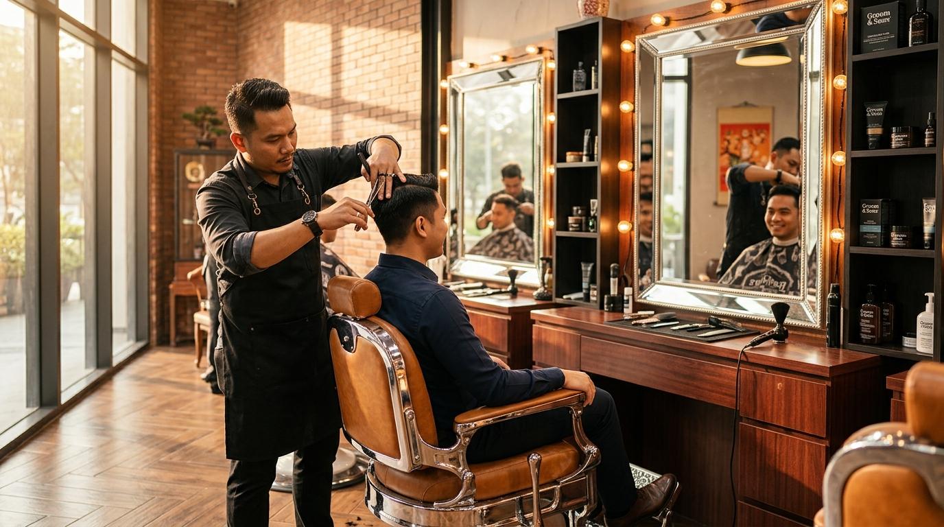 Coupe homme moderne au salon de coiffure